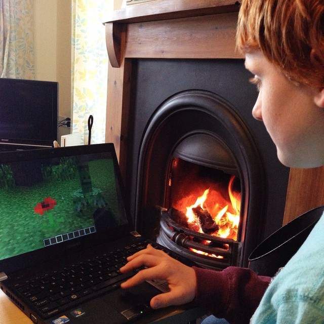 I agreed to let me son explain Minecraft to me …. at least by a cosy fire at the cottage …. HELP!