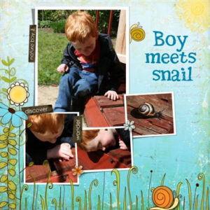 boy meets snail digital scrapbook layout by janmary