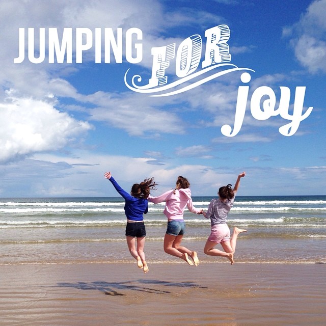 Jumping for joy on Portstewart Strand