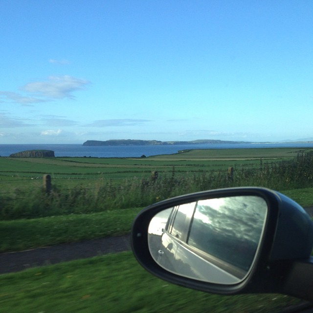Driving along the coast road near White Park Bay