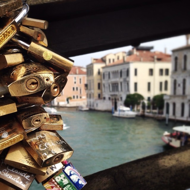 Love locks on Academia Bridge, Venice