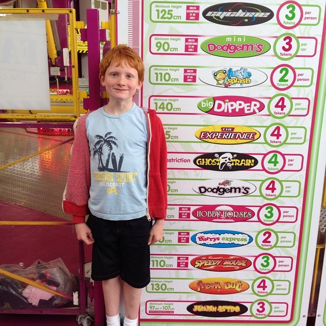 Finally tall enough for most rides at Barry's Portrush!