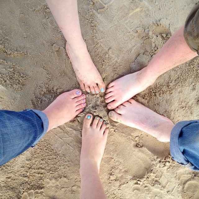 Sand between our toes