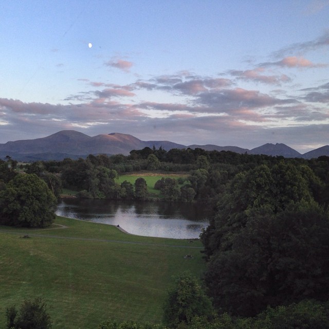 View from our window in Castlewellan Castle this evening