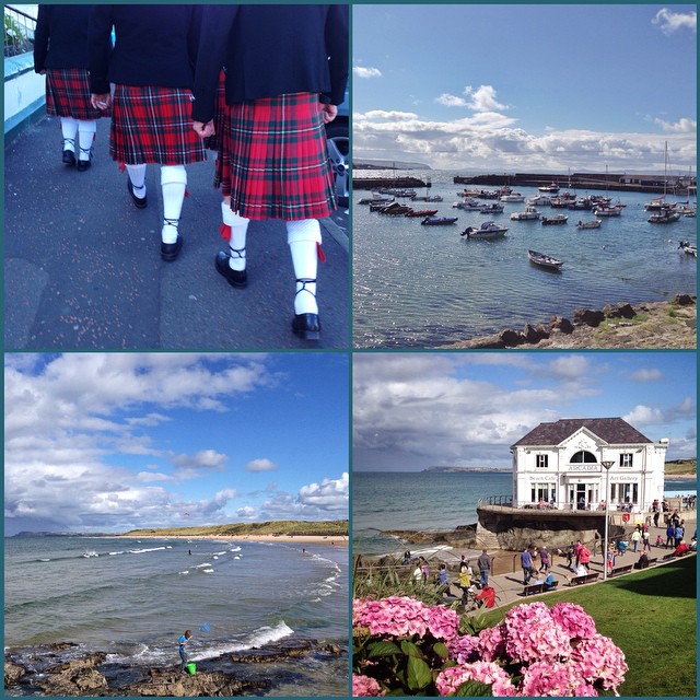 An afternoon in Portrush (Pipe Band Championship happening too – lots of kilts!)
