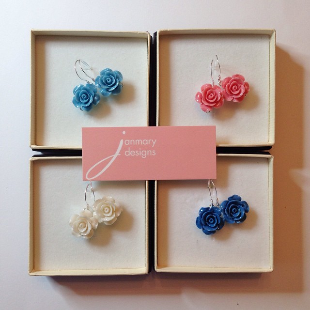 Vintage style flower earrings for Janmary Designs