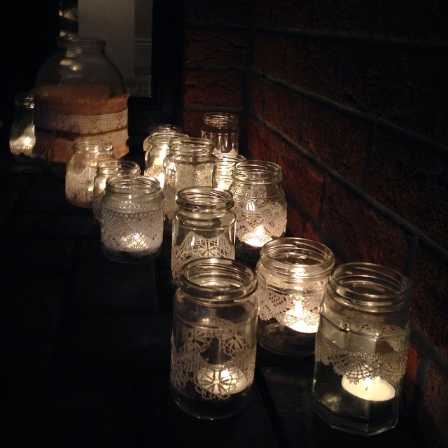 More of the candles outside for the birthday party