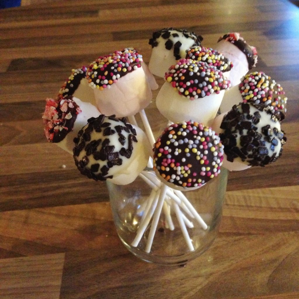 Hot chocolate spoons & stirrers made with chocolate, candy canes