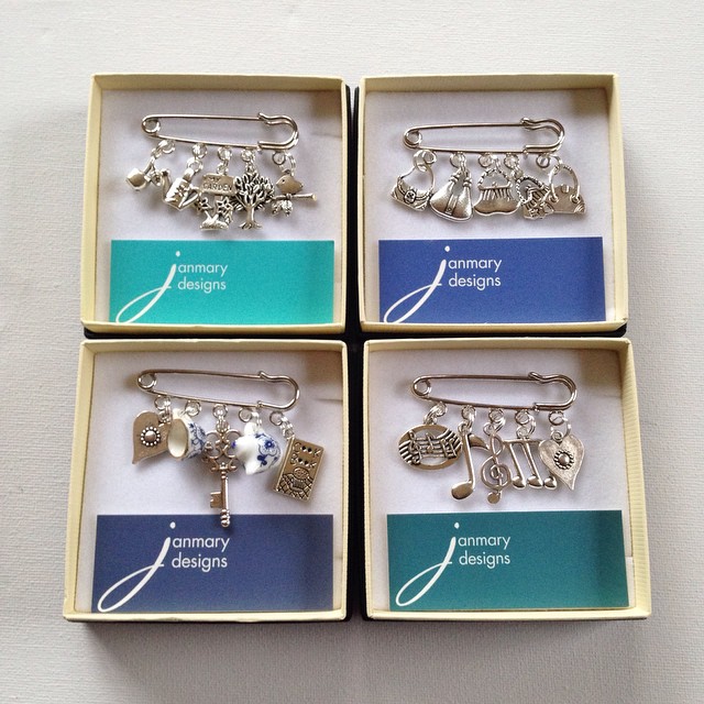 Day 5/365 Back to work …. playing with new charms and creating brooch pins for Janmary Designs