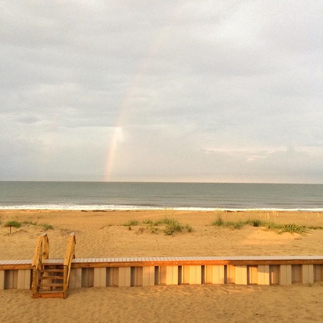 Room with a view (and a rainbow) at Sandbridge Beach – we've arrived
