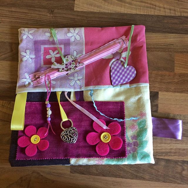 A sensory activity cushion for my mum – which (with a lot of help) I created using mum's sewing machine