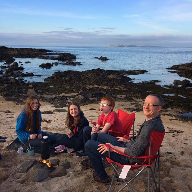 Enjoying hot chocolate and toasted marshmallows at Dunseverick