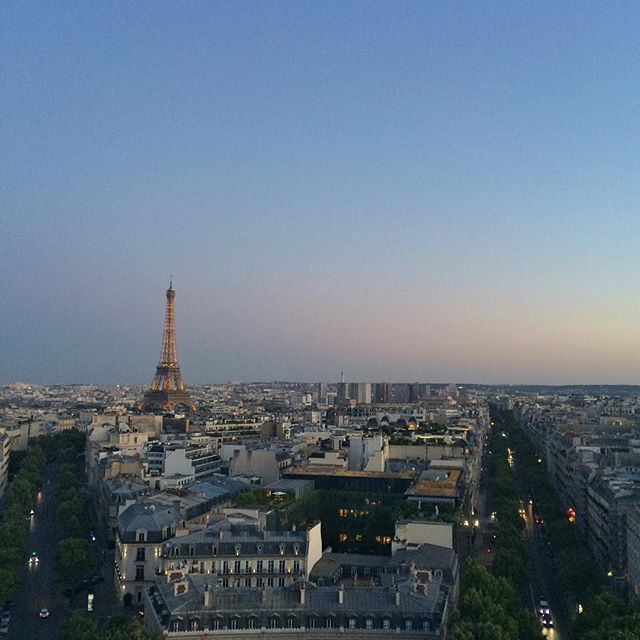 Eiffel Tower at sunset from the Arc de Triomphe