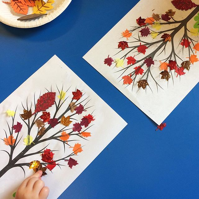 We used autumn leaf confetti as part of Toddler craft today
