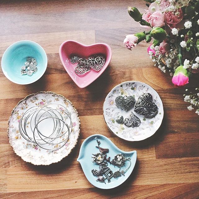 Creating today …. pretty charms in pretty bowls #janmarydesigns