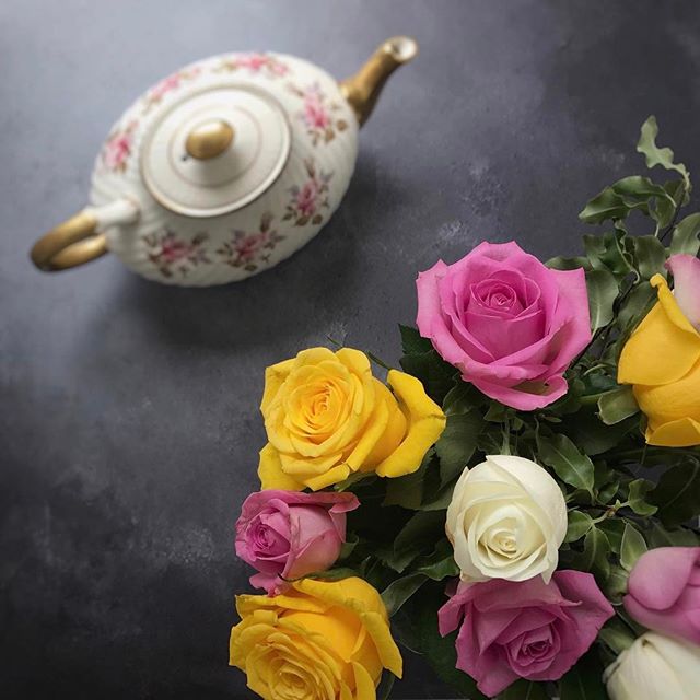 Roses and a vintage teapot
