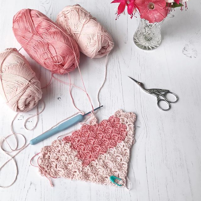 Another corner to corner crochet challenge (C2C) incorporating a heart (graphgan) …. a work in progress!