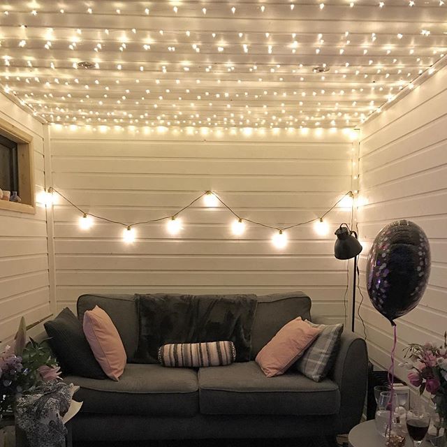 Pretty white fairy lights for our shed #notjustforchristmas