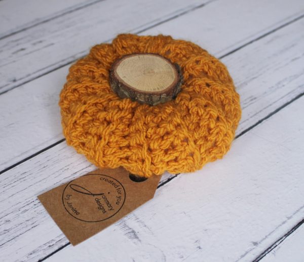 mustard yellow crochet pumpkin