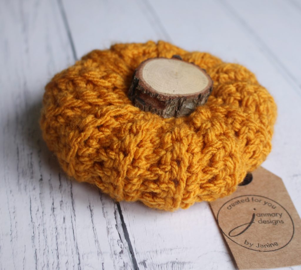 mustard yellow crochet pumpkin